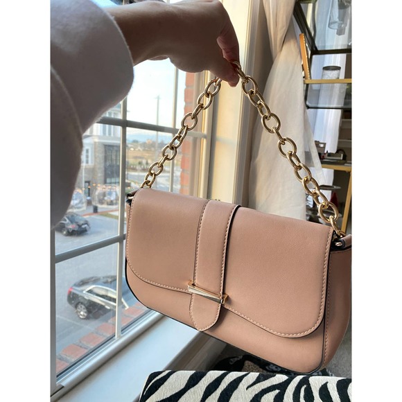 Y2K Tan shoulder purse with gold chain strap - Picture 5 of 7